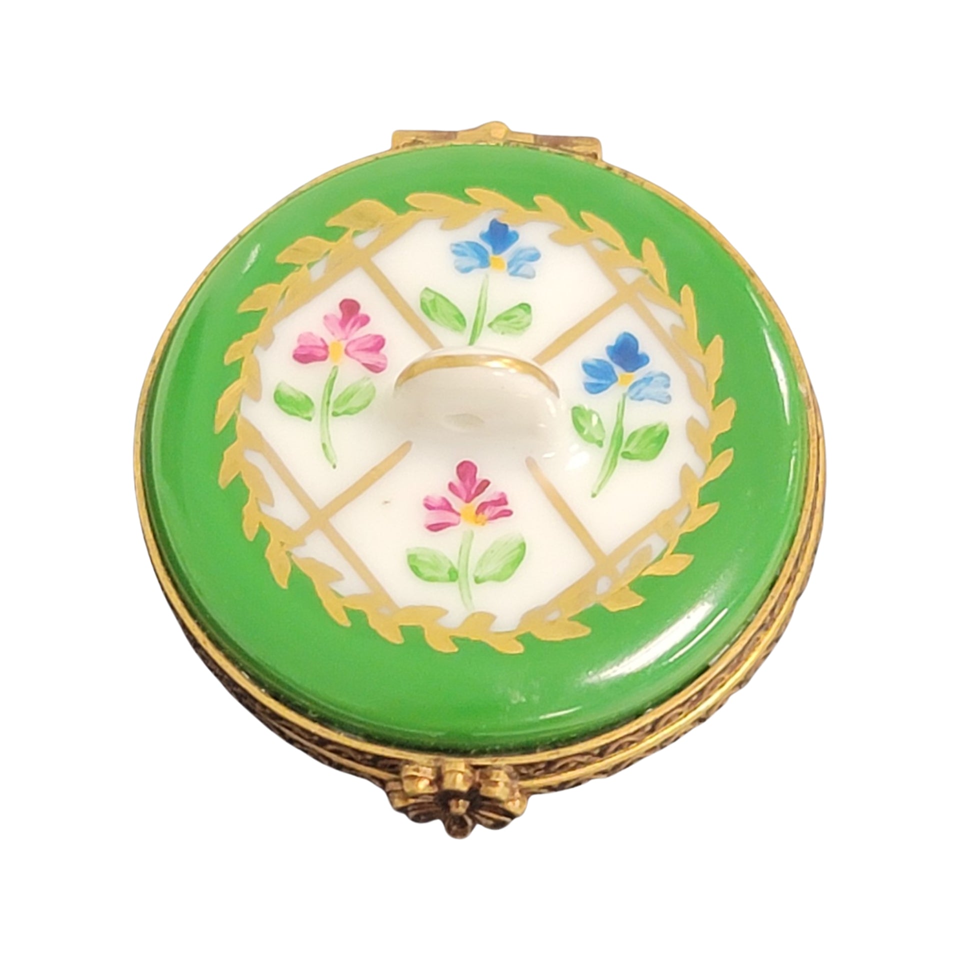 Elegant Green Crown Box Porcelain Limoges LIMOGES BOXES traditional French Trinket Box