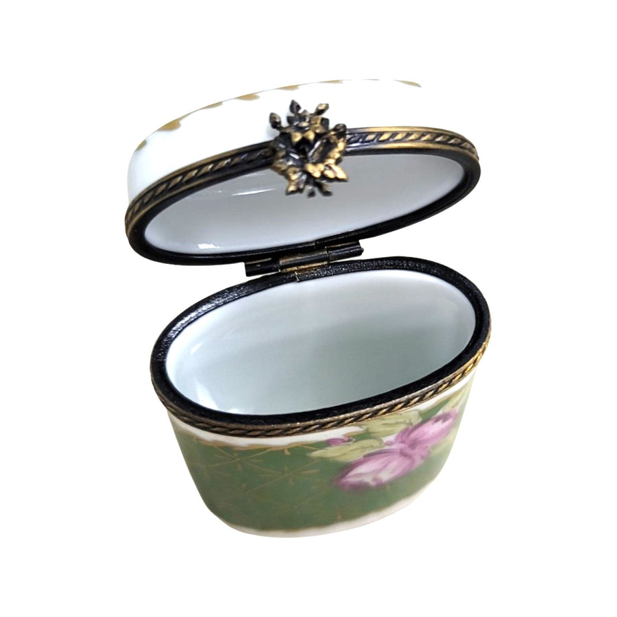 Elegant Green Floral Limoges Box Porcelain Limoges LIMOGES BOXES traditional French Trinket Box