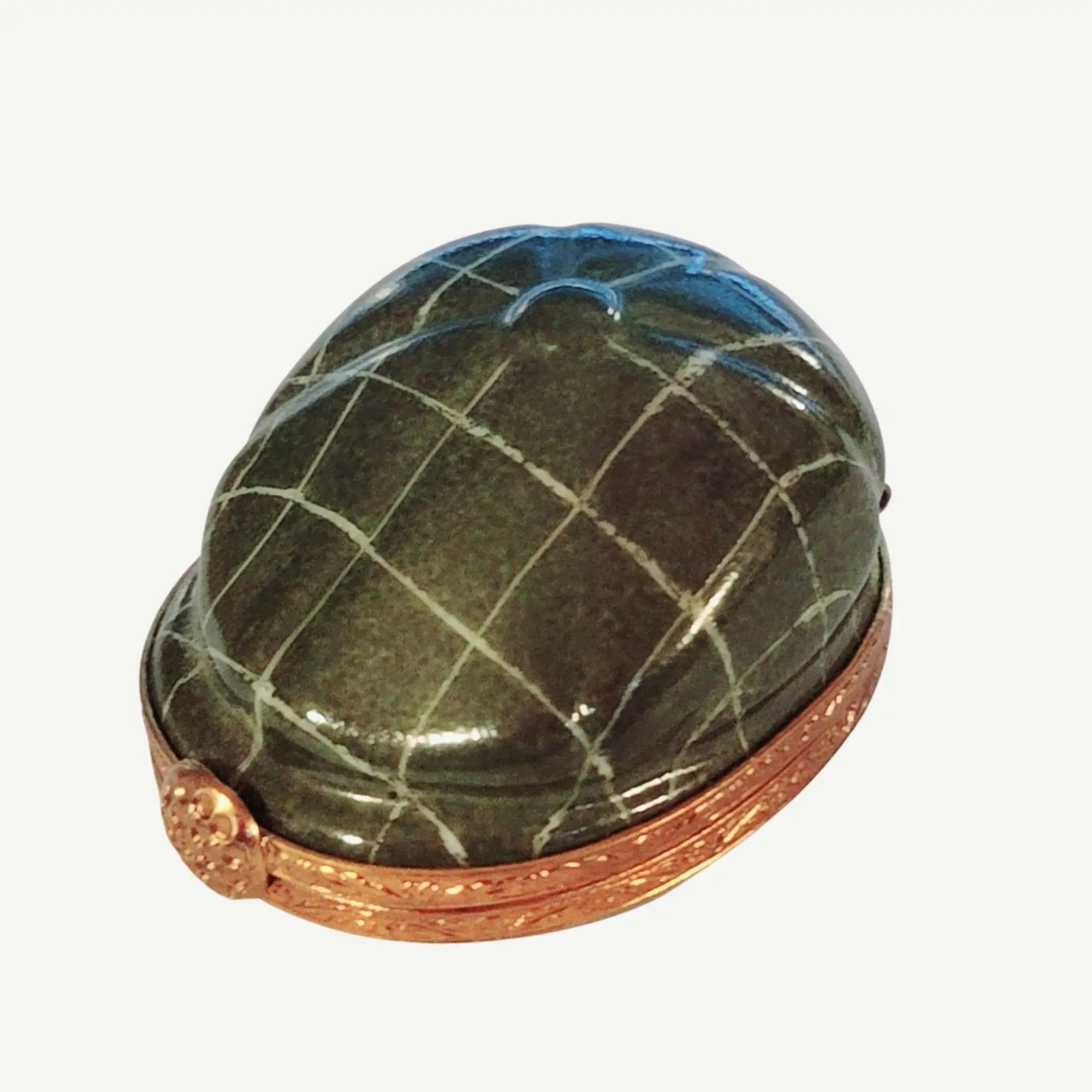 Elegant Green Golf Hat Box Porcelain Limoges Limoges Boxes travel sports French Trinket Box