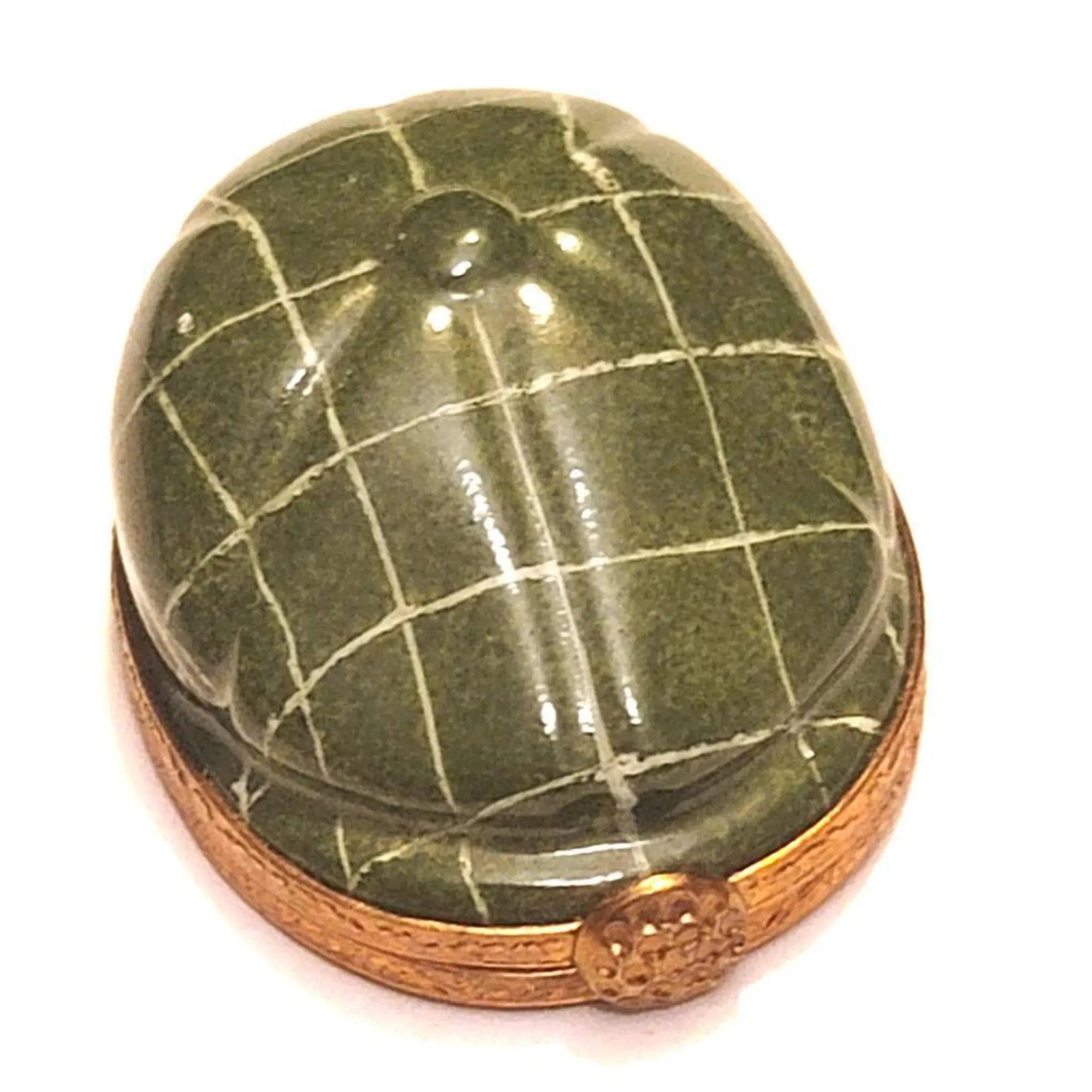 Elegant Green Golf Hat Box Porcelain Limoges Limoges Boxes travel sports French Trinket Box