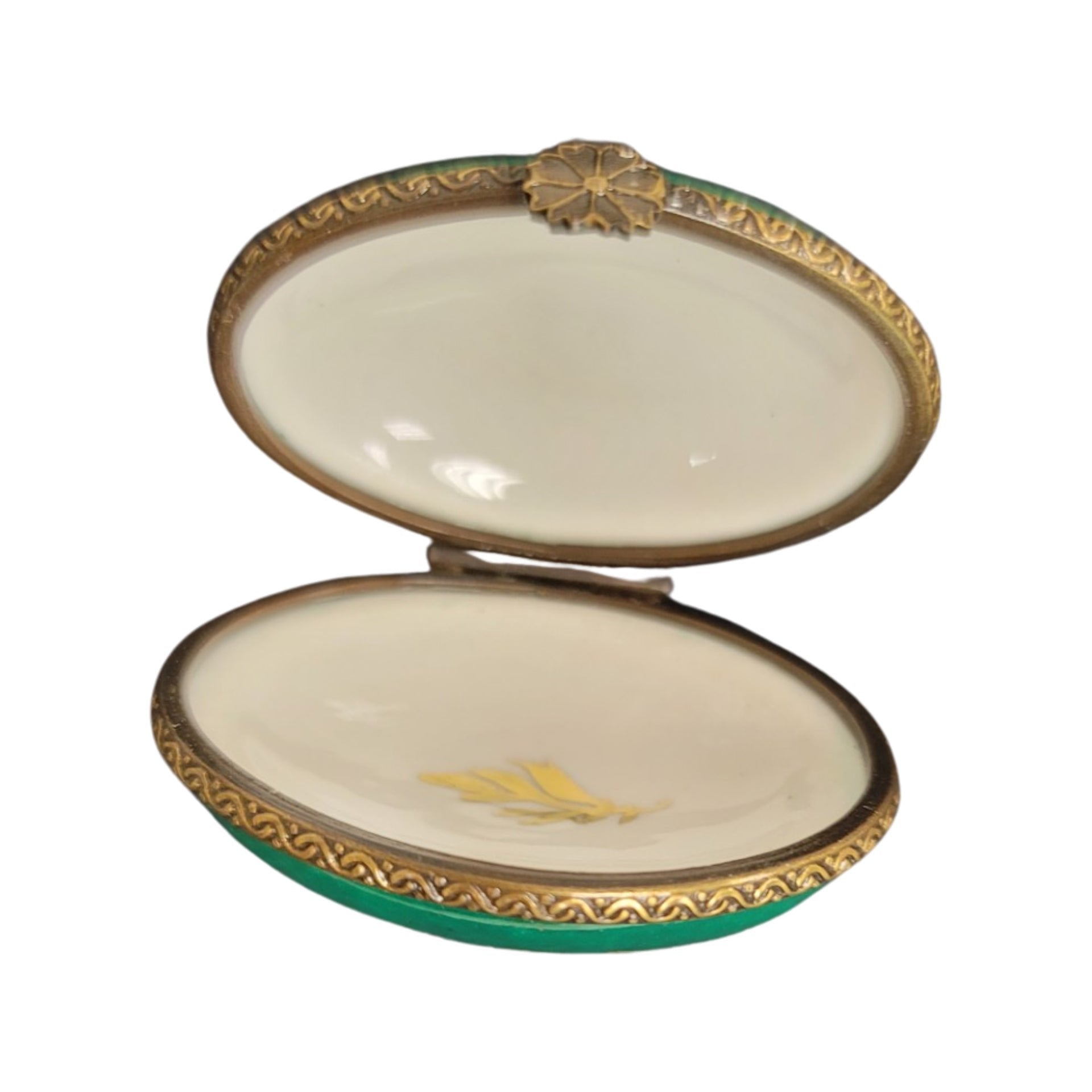 Elegant Green Oval Limoges Box Porcelain Limoges LIMOGES BOXES traditional French Trinket Box