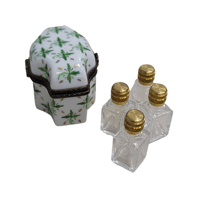 Elegant Green Perfume Trinket Box Porcelain Limoges Perfume French Trinket Box