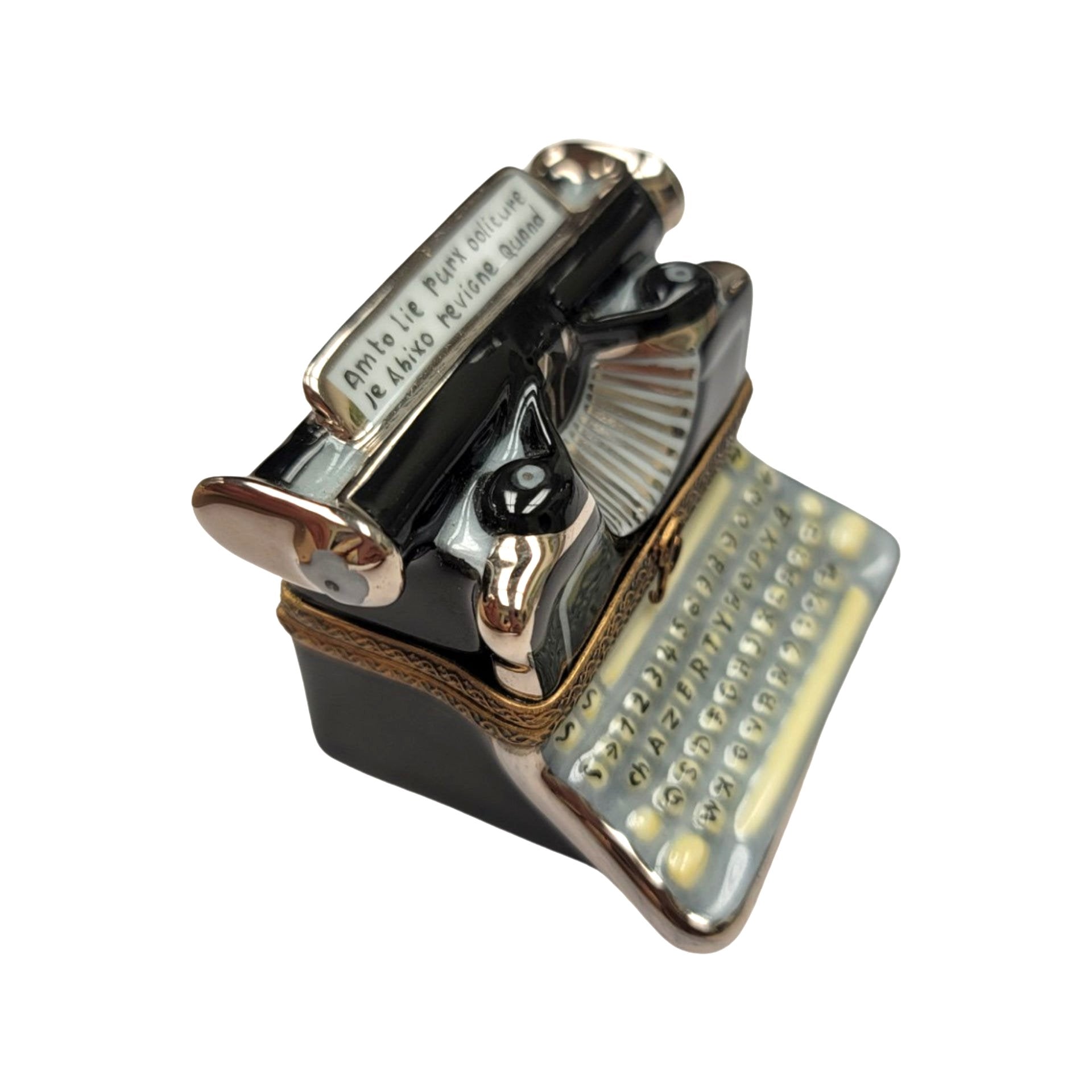 Elegant Limoges Black Typewriter Porcelain Limoges professional Limoges Box French Trinket Box