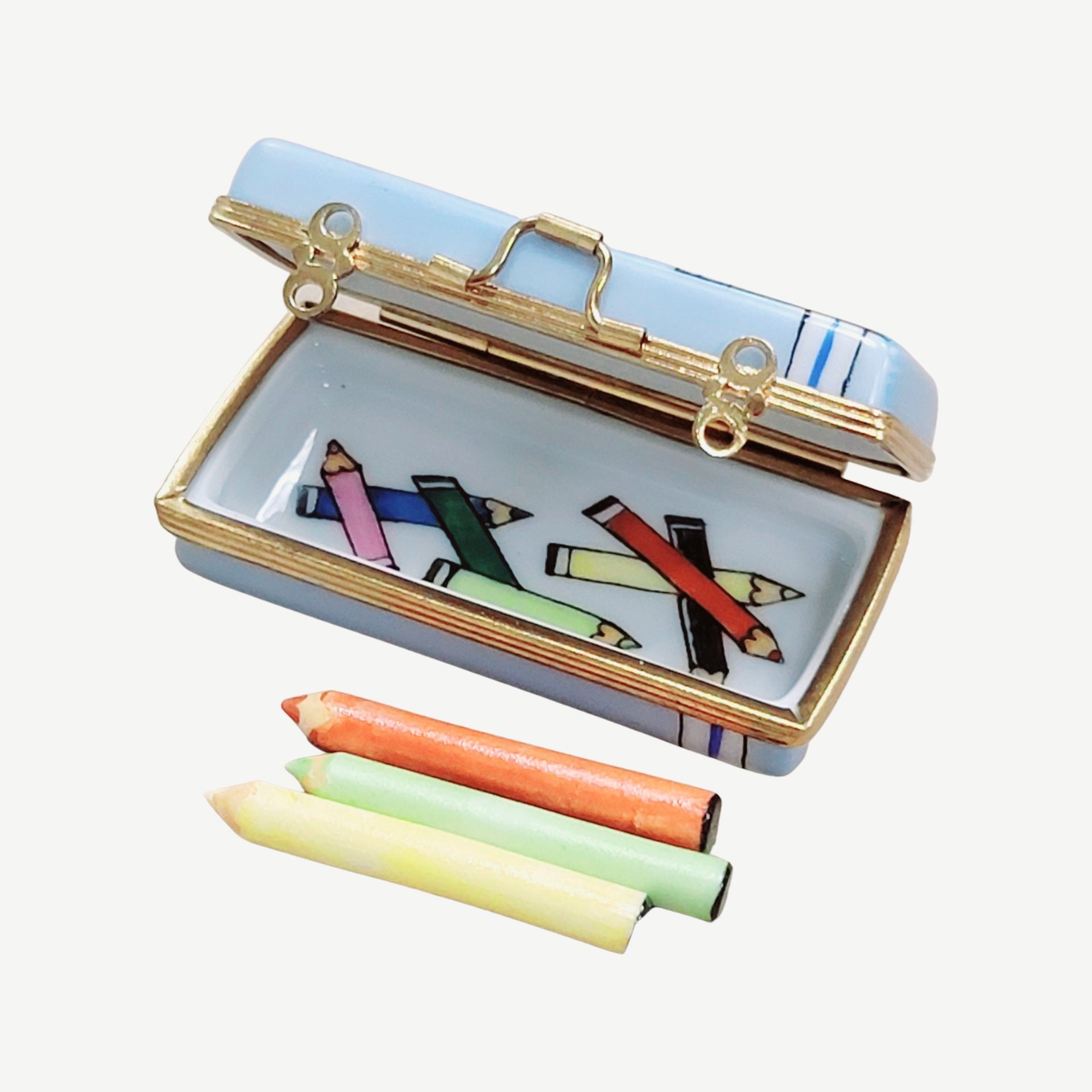 Elegant Limoges Pencil Figurine Porcelain Limoges fine art Baby LIMOGES BOXES professional French Trinket Box