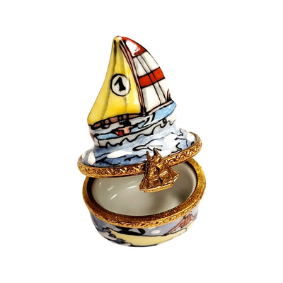 Elegant Limoges Sailboat Box Porcelain Limoges vehicle French Trinket Box