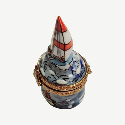Elegant Limoges Sailboat Box Porcelain Limoges vehicle French Trinket Box