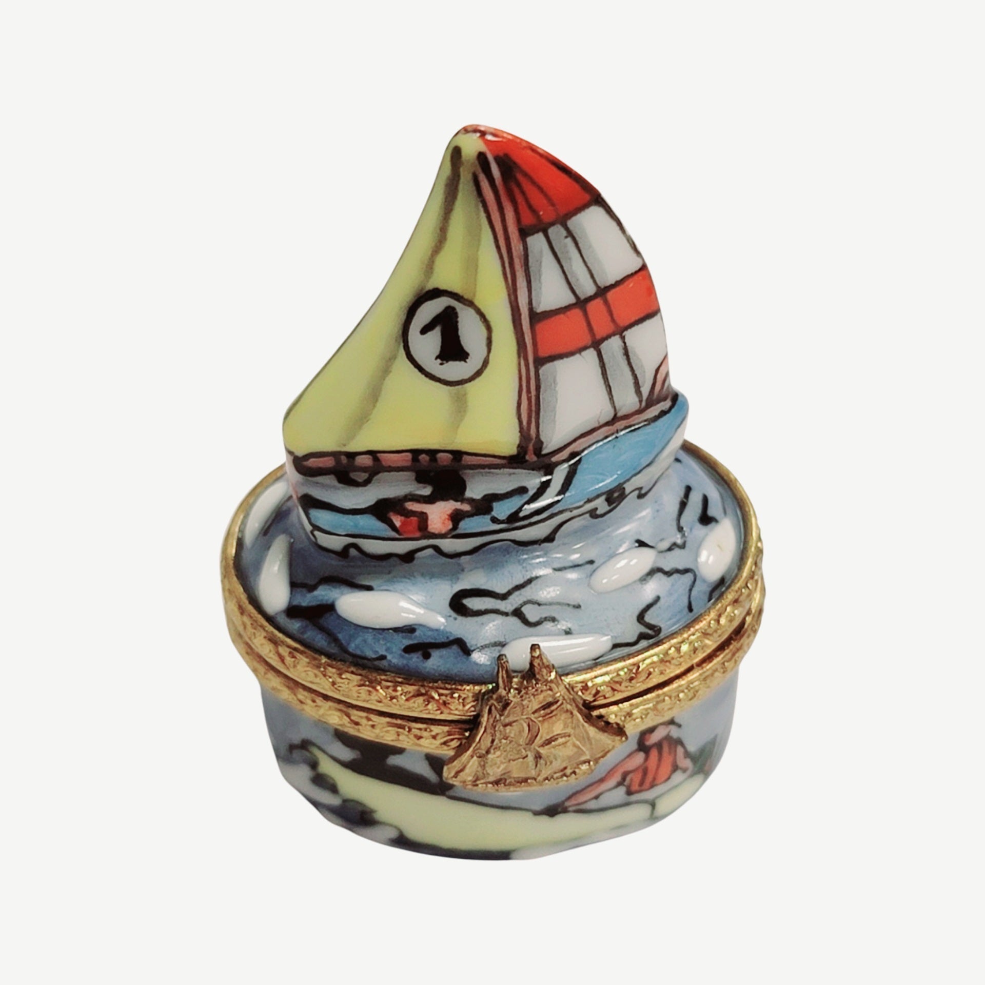Elegant Limoges Sailboat Box Porcelain Limoges vehicle French Trinket Box