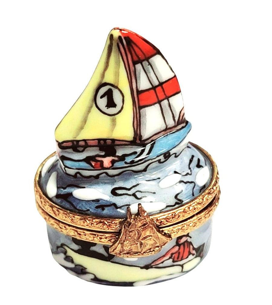 Elegant Limoges Sailboat Box Porcelain Limoges vehicle French Trinket Box