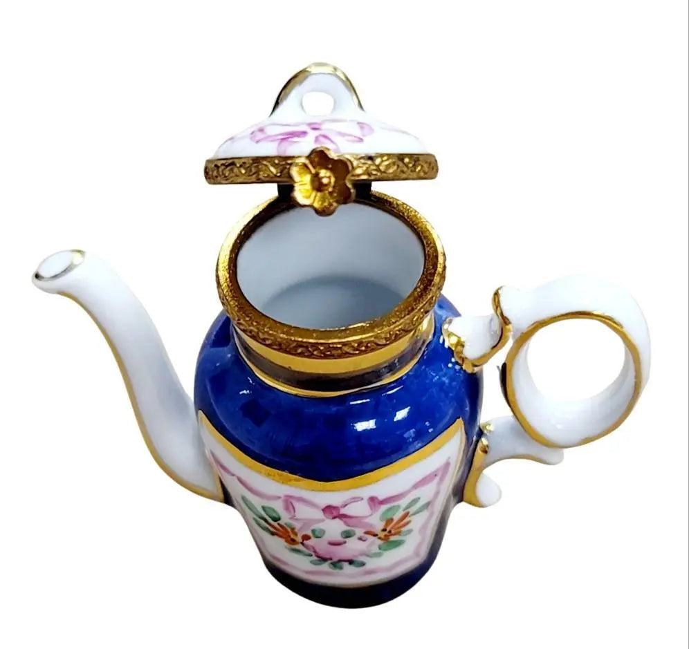 Elegant Limoges Teapot Figurine Porcelain Limoges China French Trinket Box