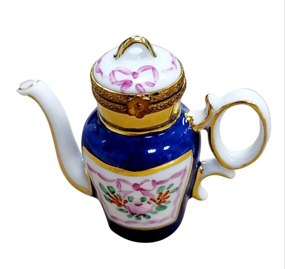 Elegant Limoges Teapot Figurine Porcelain Limoges China French Trinket Box