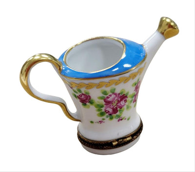 Elegant Limoges Watering Can Box Porcelain Limoges Limoges Box garden flowers frog French Trinket Box