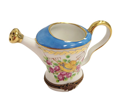 Elegant Limoges Watering Can Box Porcelain Limoges Limoges Box garden flowers frog French Trinket Box