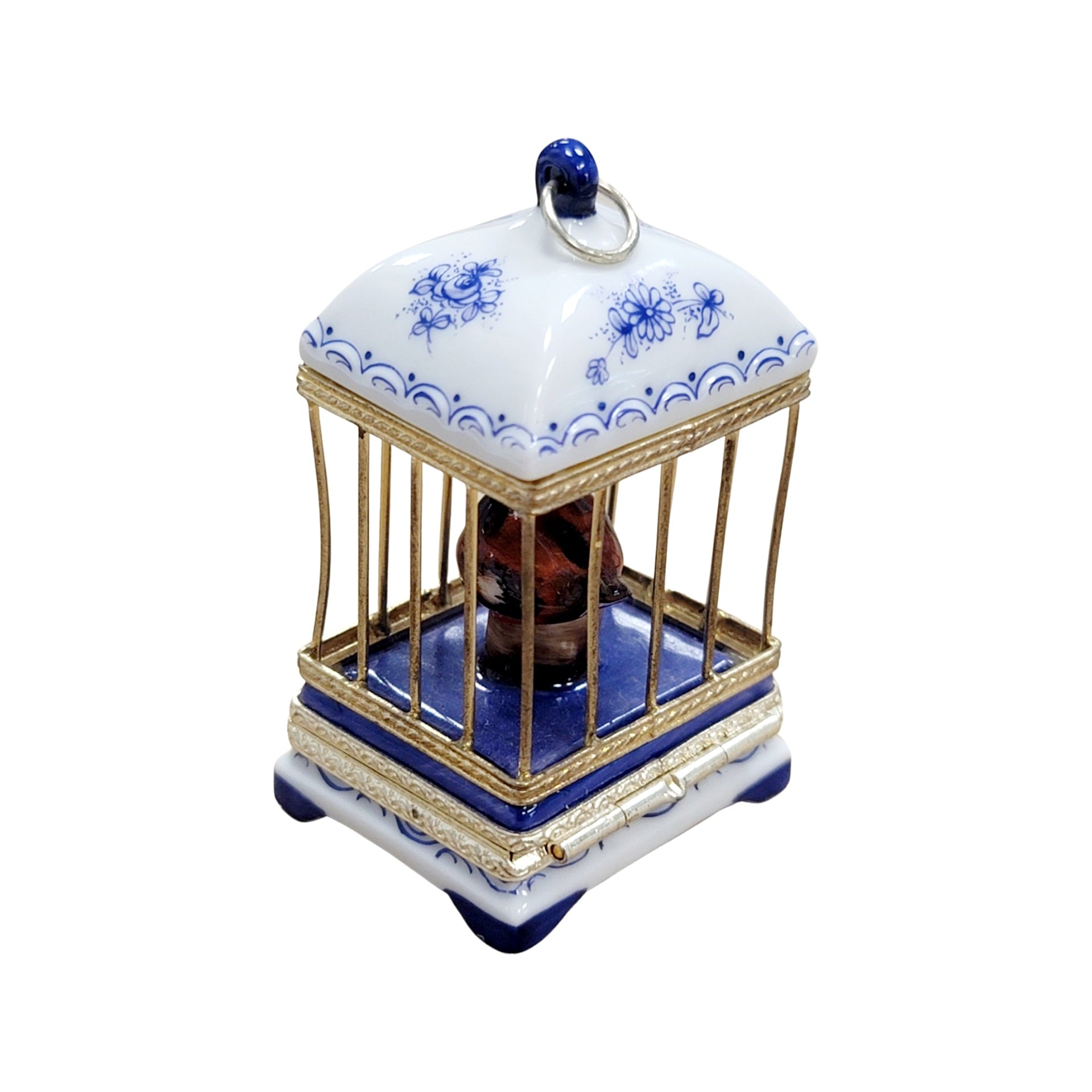 Elegant Love Birds Birdcage Box Porcelain Limoges birds home French Trinket Box