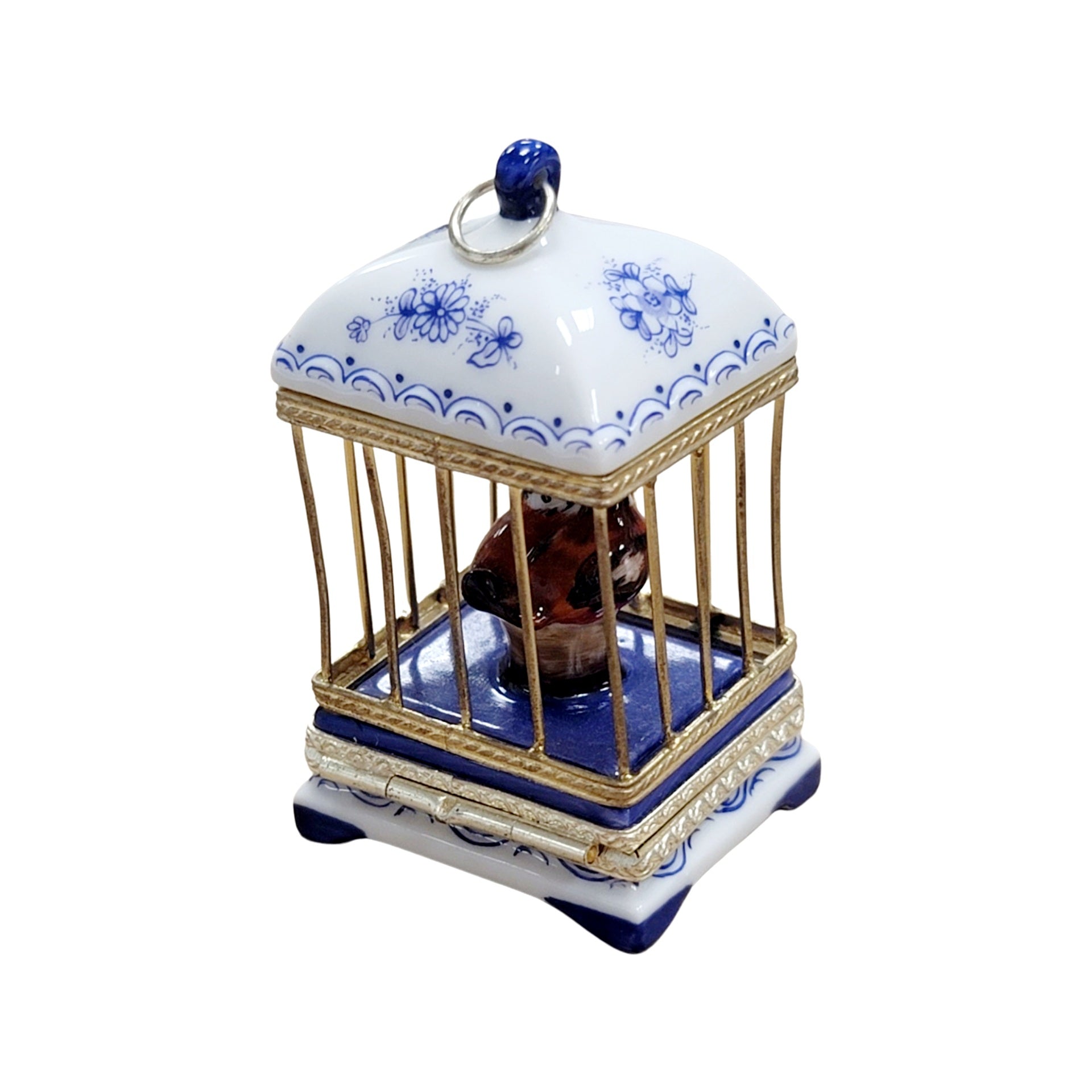 Elegant Love Birds Birdcage Box Porcelain Limoges birds home French Trinket Box