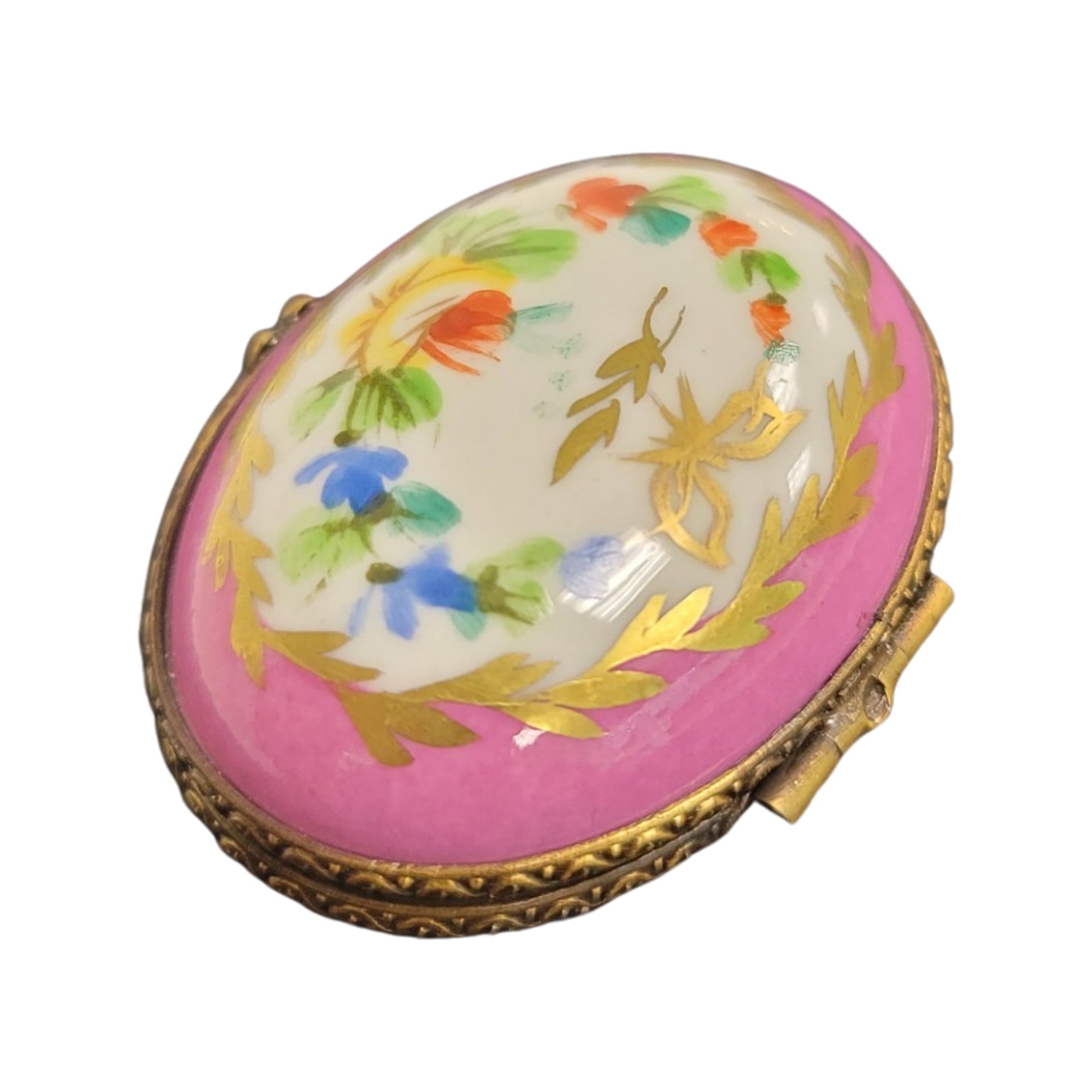 Elegant Pink Oval Keepsake Box Porcelain Limoges LIMOGES BOXES traditional French Trinket Box