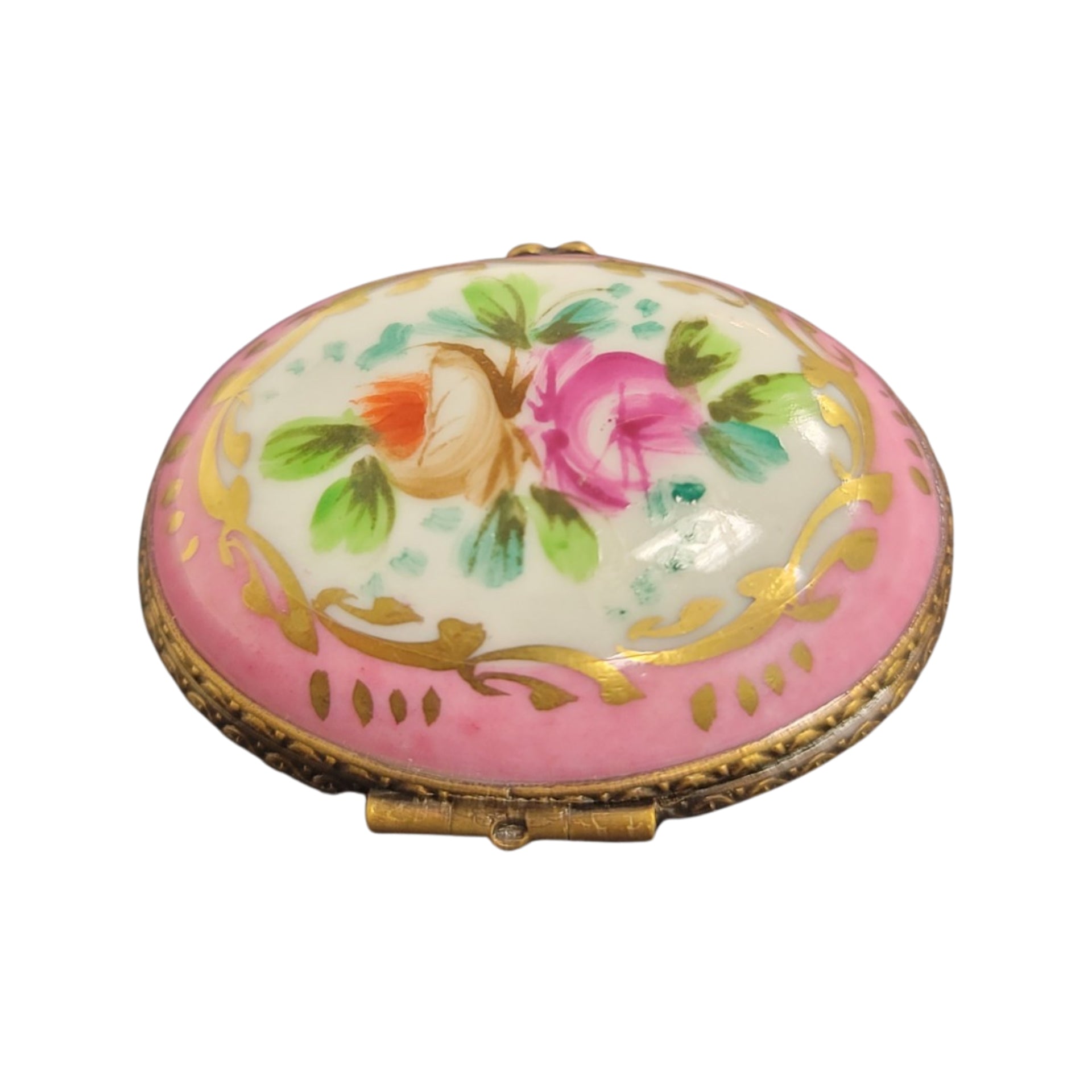 Elegant Pink Oval Keepsake Box Porcelain Limoges LIMOGES BOXES traditional French Trinket Box