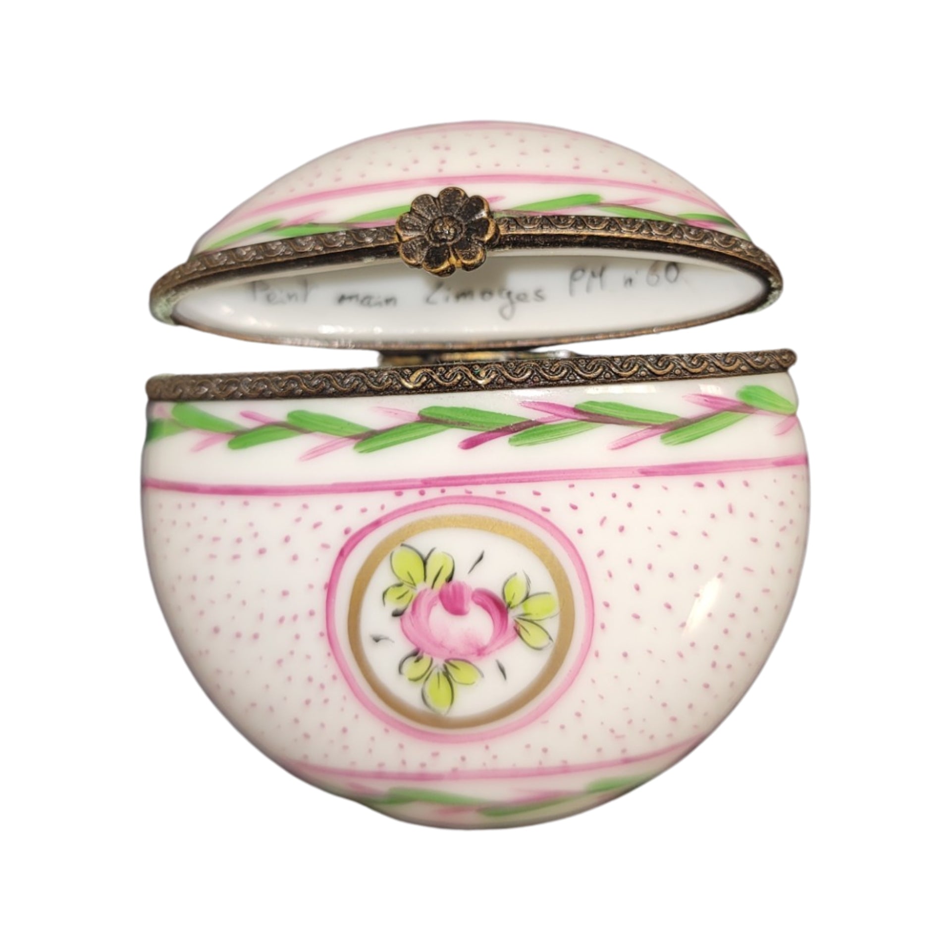 Elegant Pink Round Pill Box Porcelain Limoges LIMOGES BOXES traditional French Trinket Box