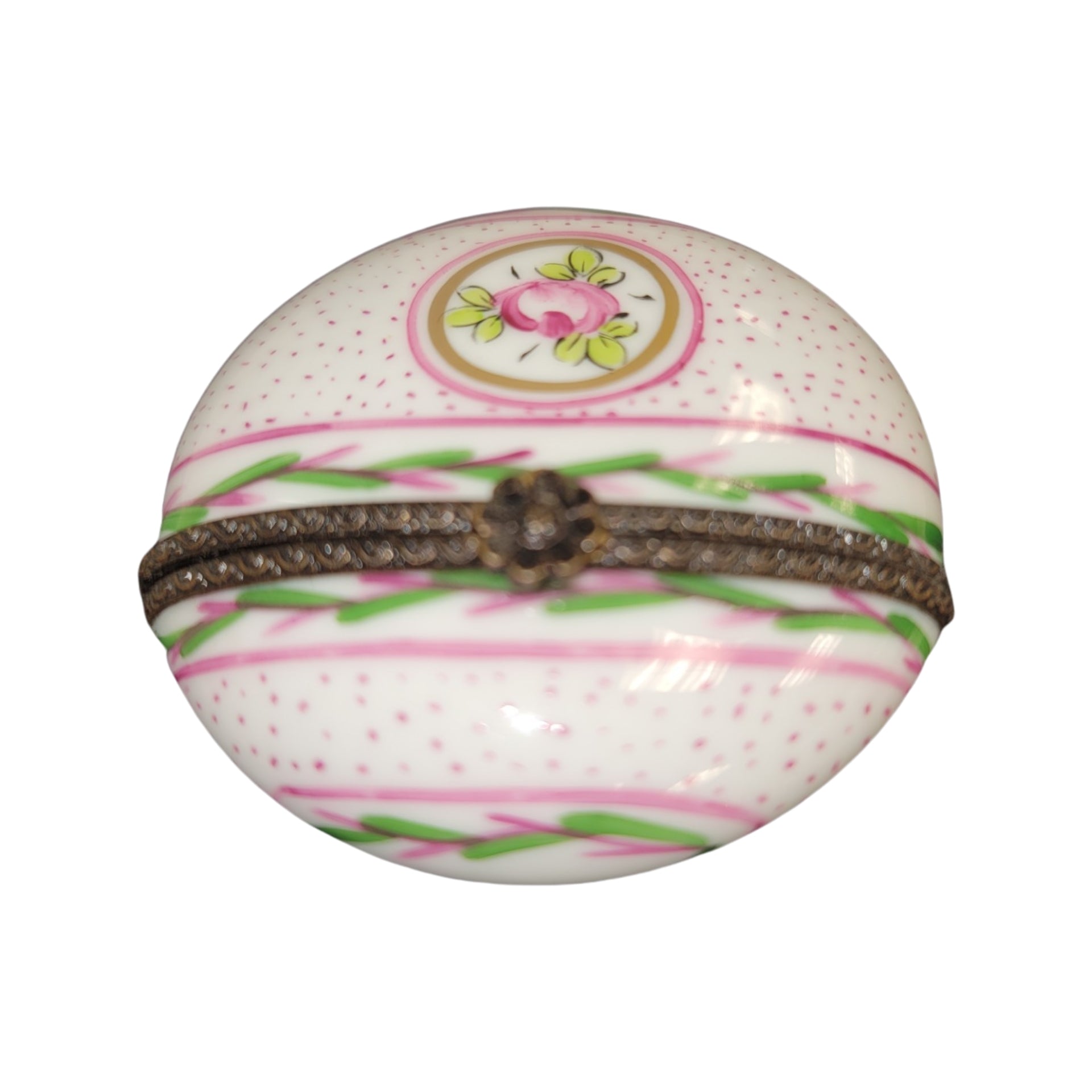 Elegant Pink Round Pill Box Porcelain Limoges LIMOGES BOXES traditional French Trinket Box