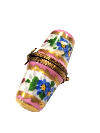 Elegant Pink Thimble Holder Porcelain Limoges Home French Trinket Box