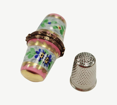 Elegant Pink Thimble Holder Porcelain Limoges Home French Trinket Box