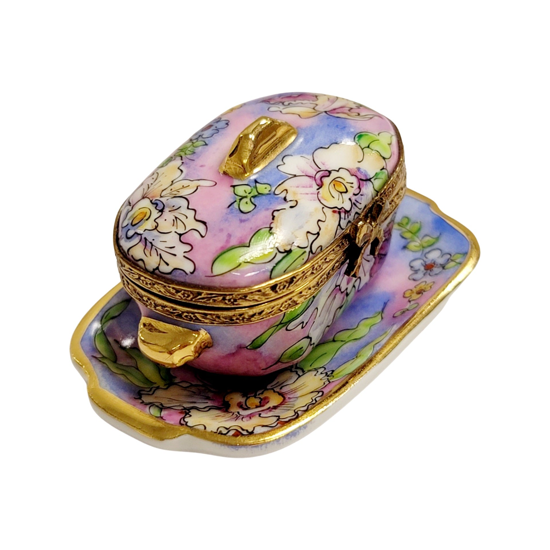 Gift idea for someone who loves France: Purple Blue Soup Toureen with Tray Limoges box