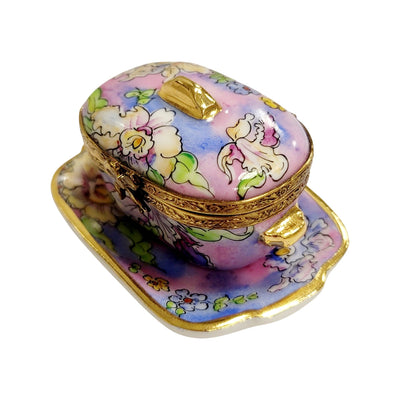 Every brushstroke by hand on the Purple Blue Soup Toureen with Tray Limoges box from France