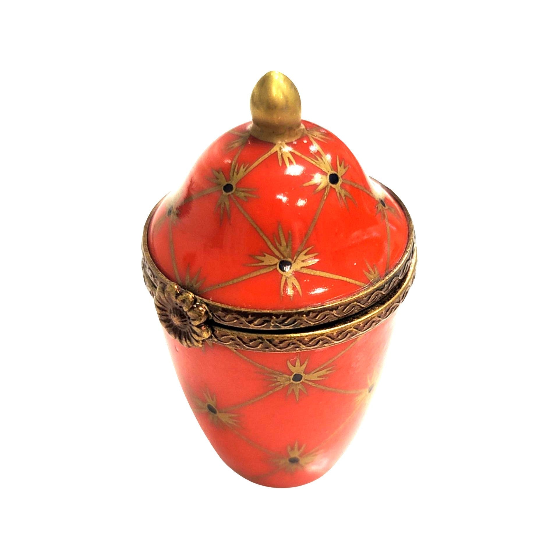 Elegant Red Canister Urn Porcelain Limoges LIMOGES BOXES traditional French Trinket Box