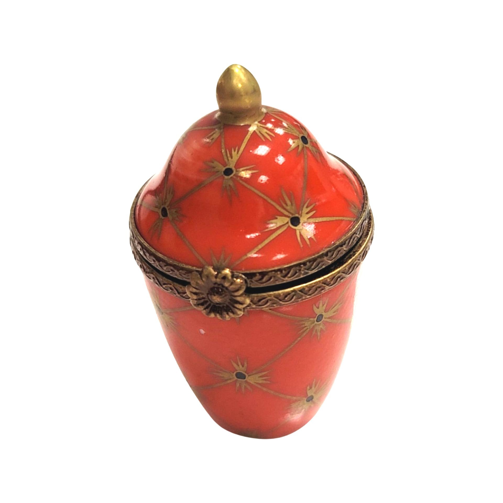 Elegant Red Canister Urn Porcelain Limoges LIMOGES BOXES traditional French Trinket Box