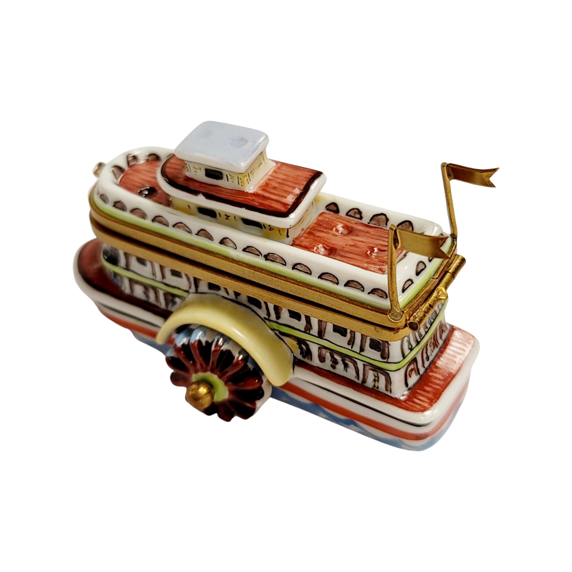 Elegant River Boat Limoges Box Porcelain Limoges vehicle French Trinket Box