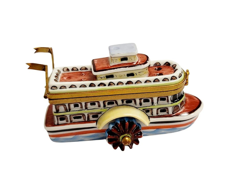 Elegant River Boat Limoges Box Porcelain Limoges vehicle French Trinket Box