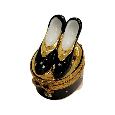 Elegant Shoes on Oval Box Porcelain Limoges shoes French Trinket Box