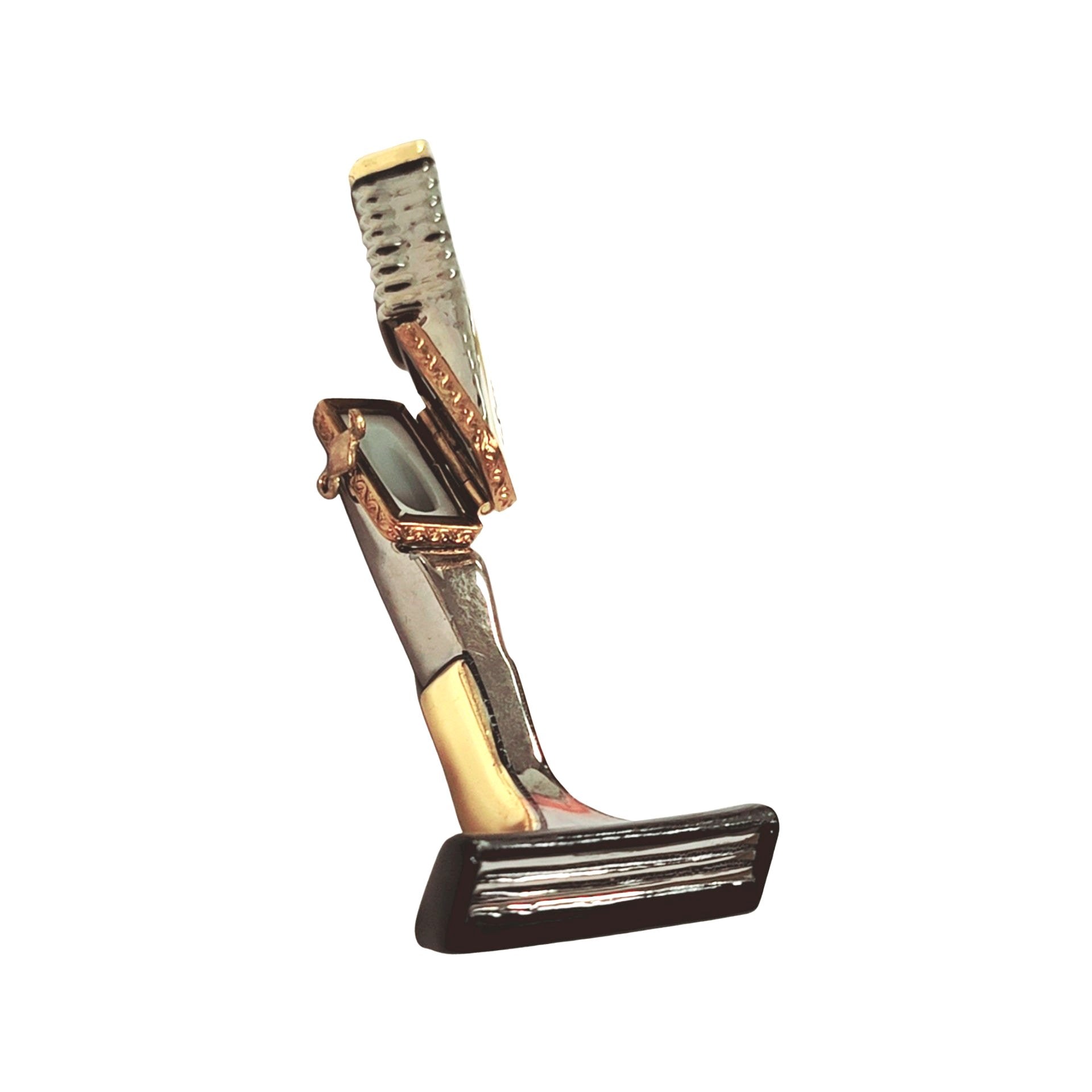 Elegant Silver Shaving Razor Porcelain Limoges fashion limoges boxes French Trinket Box