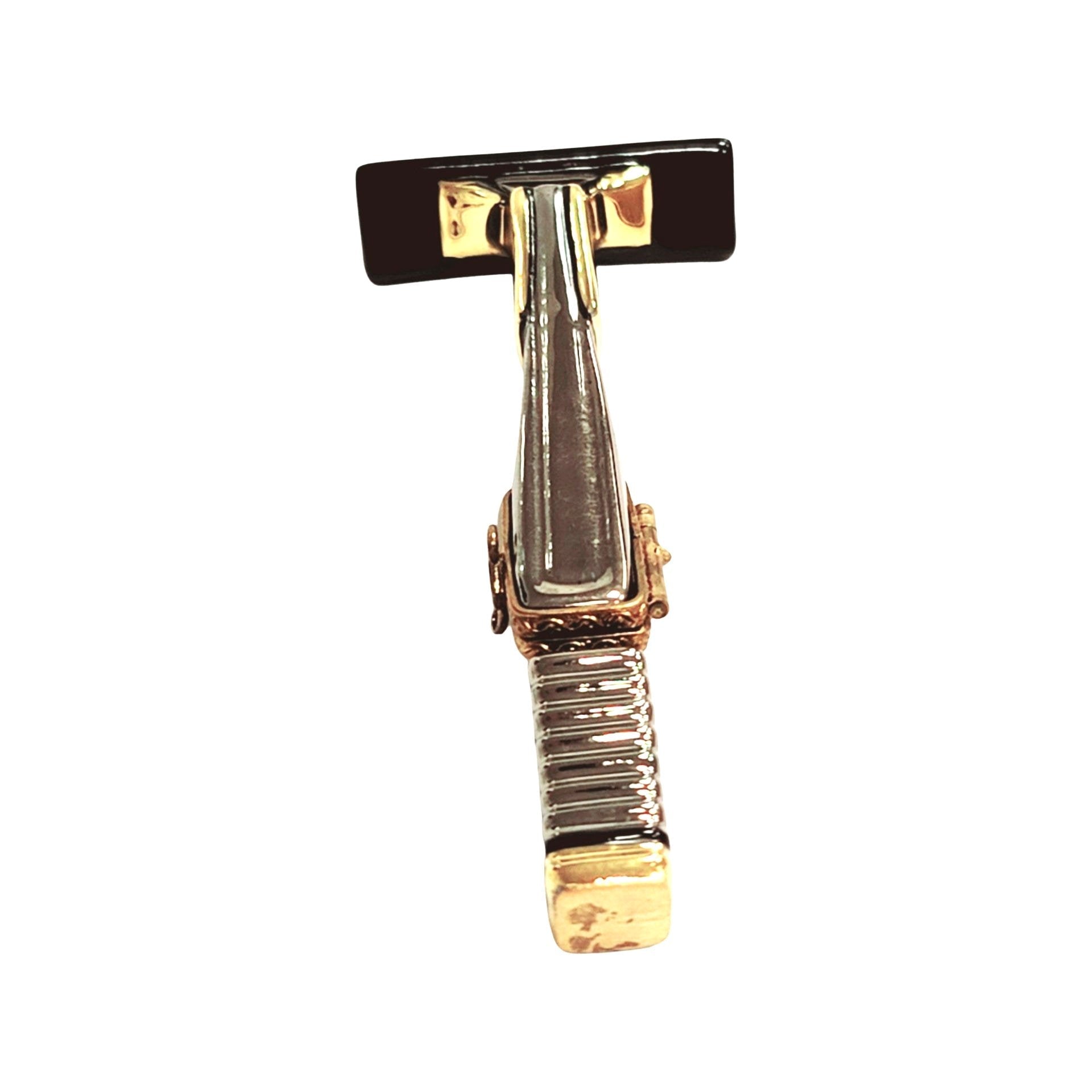 Elegant Silver Shaving Razor Porcelain Limoges fashion limoges boxes French Trinket Box