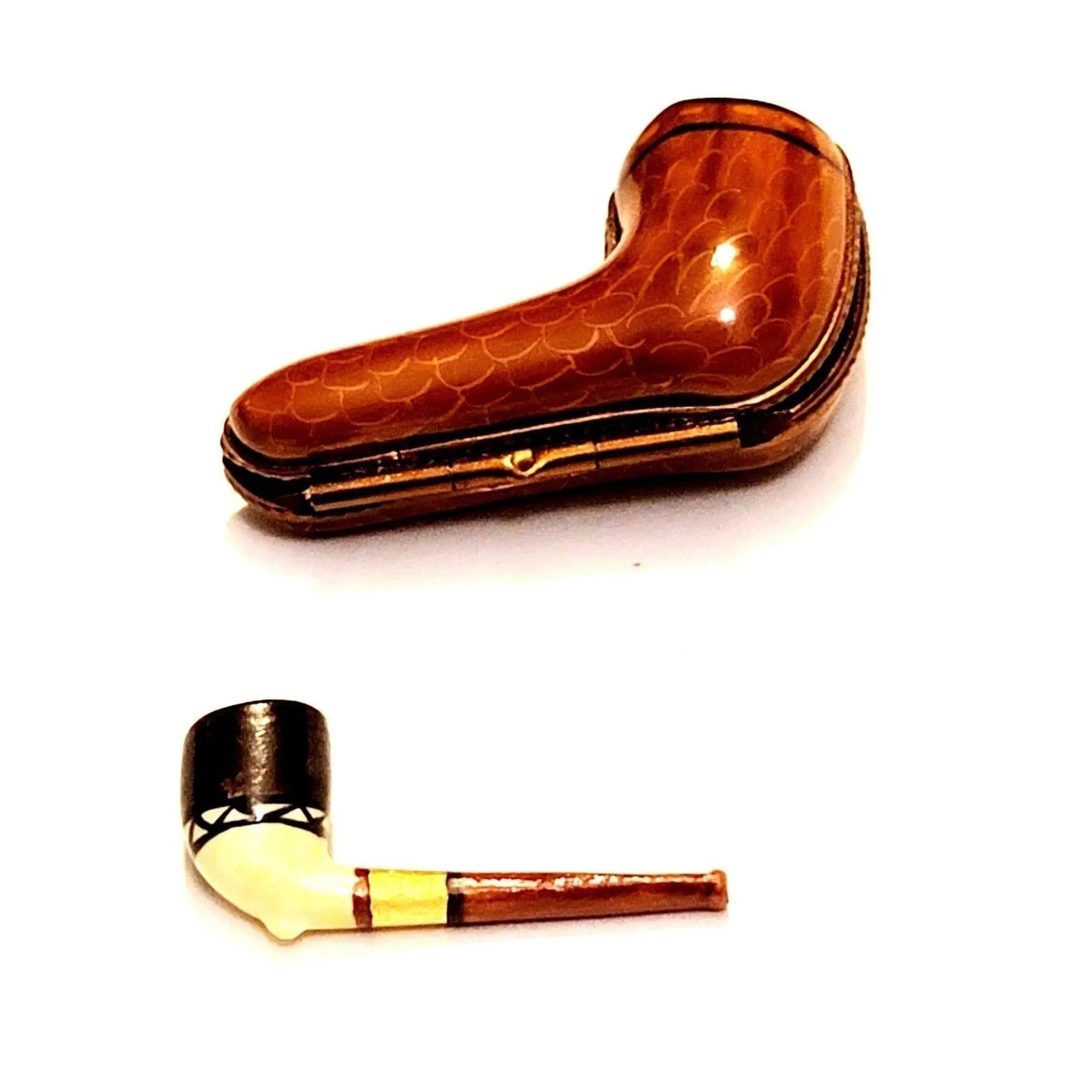 Smoking Pipe in Case Limoges box painted by hand in Limoges, France, a gift to treasure