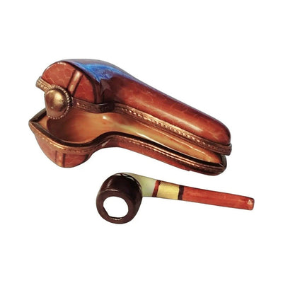 Collectible Smoking Pipe in Case Limoges box with artisan brushwork