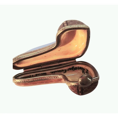 Fine French craftsmanship on the Tobacco Pipe Limoges box, painted by hand