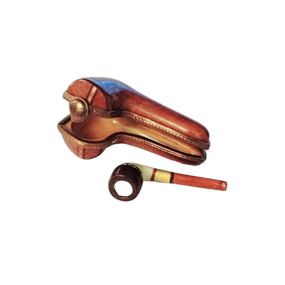Elegant Smoking Pipe Limoges Box Porcelain Limoges French Trinket Box