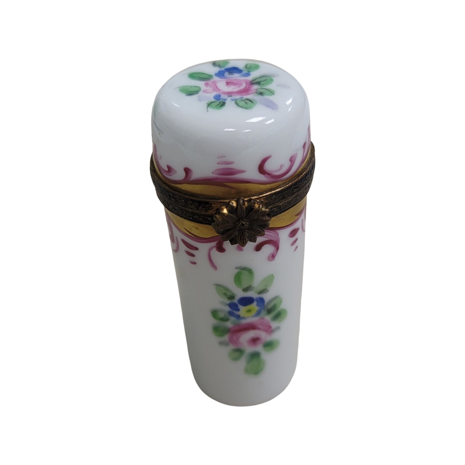 Elegant White Cylinder Limoges Box Porcelain Limoges LIMOGES BOXES traditional French Trinket Box