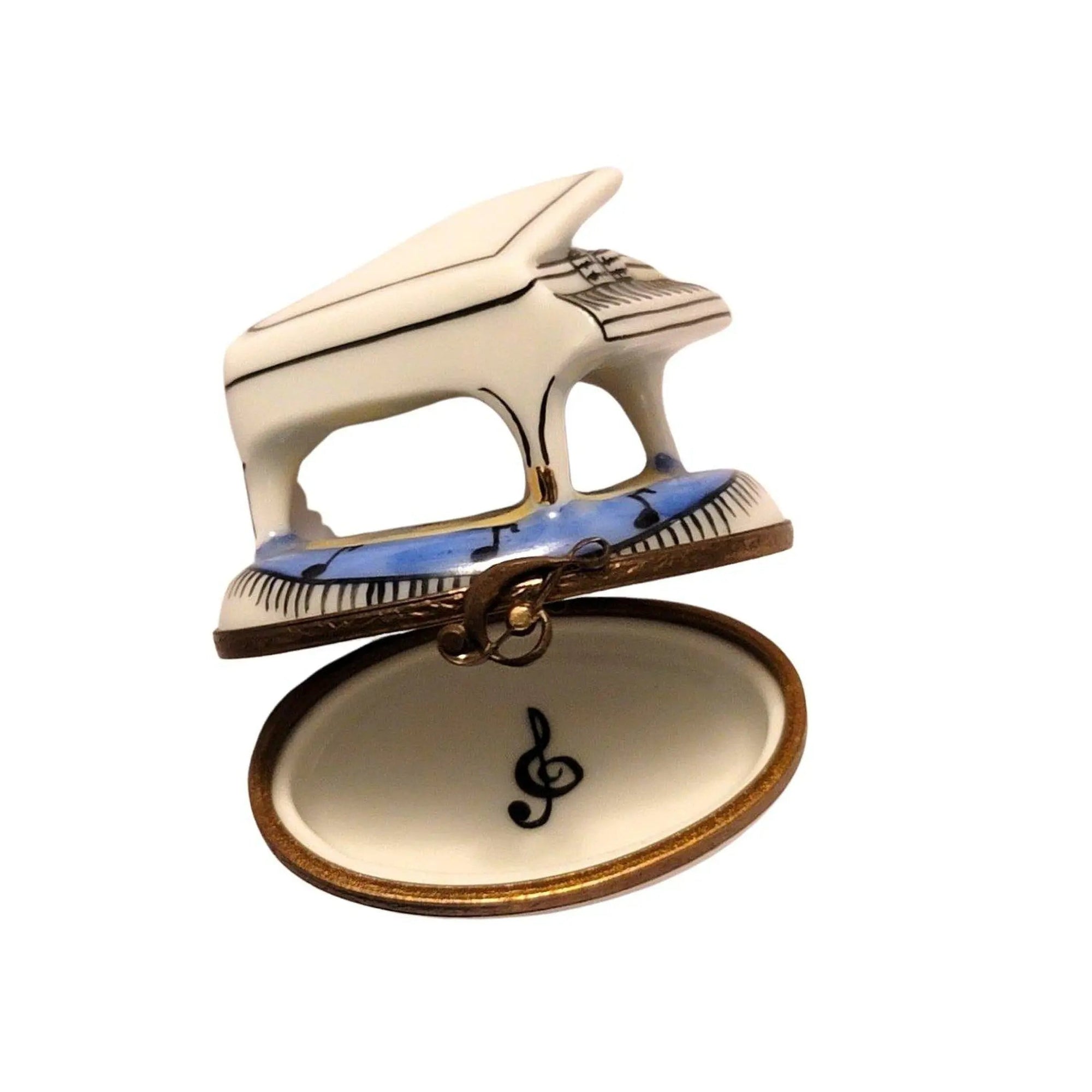 Elegant White Keys Piano Box Porcelain Limoges French Trinket Box