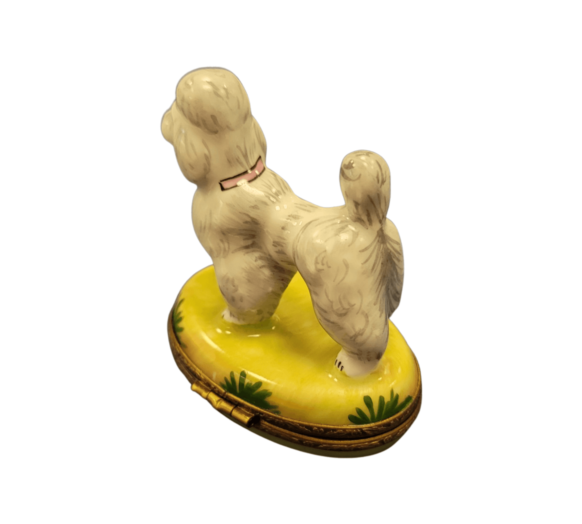 Elegant White Poodle Figurine Porcelain Limoges French Trinket Box