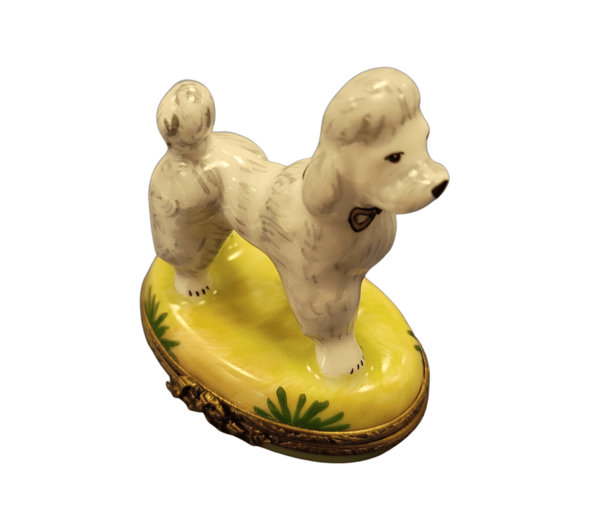 Elegant White Poodle Figurine Porcelain Limoges French Trinket Box