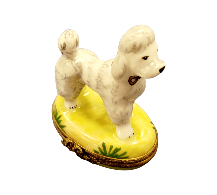 Elegant White Poodle Figurine Porcelain Limoges French Trinket Box