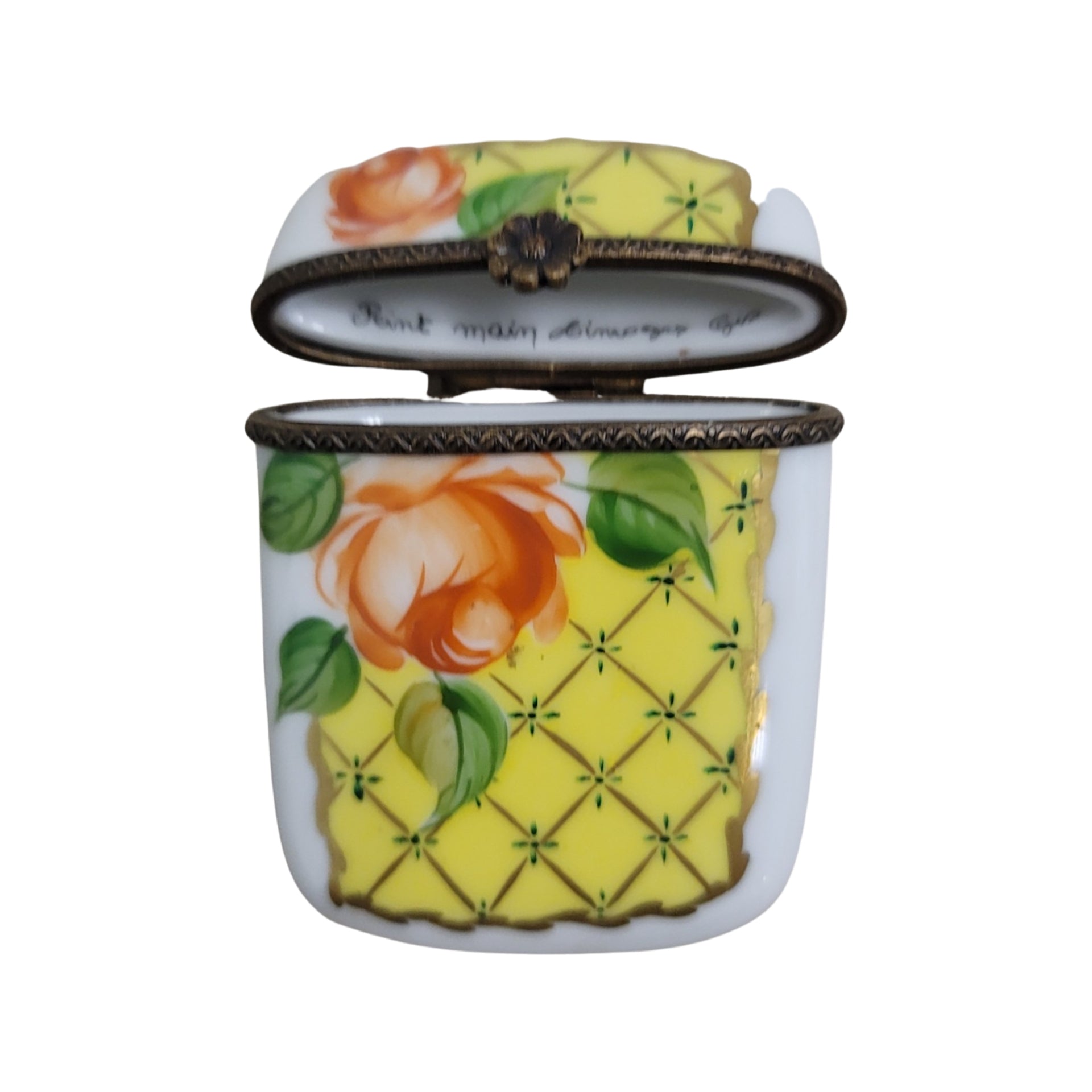 Elegant Yellow Floral Limoges Box Porcelain Limoges LIMOGES BOXES traditional French Trinket Box