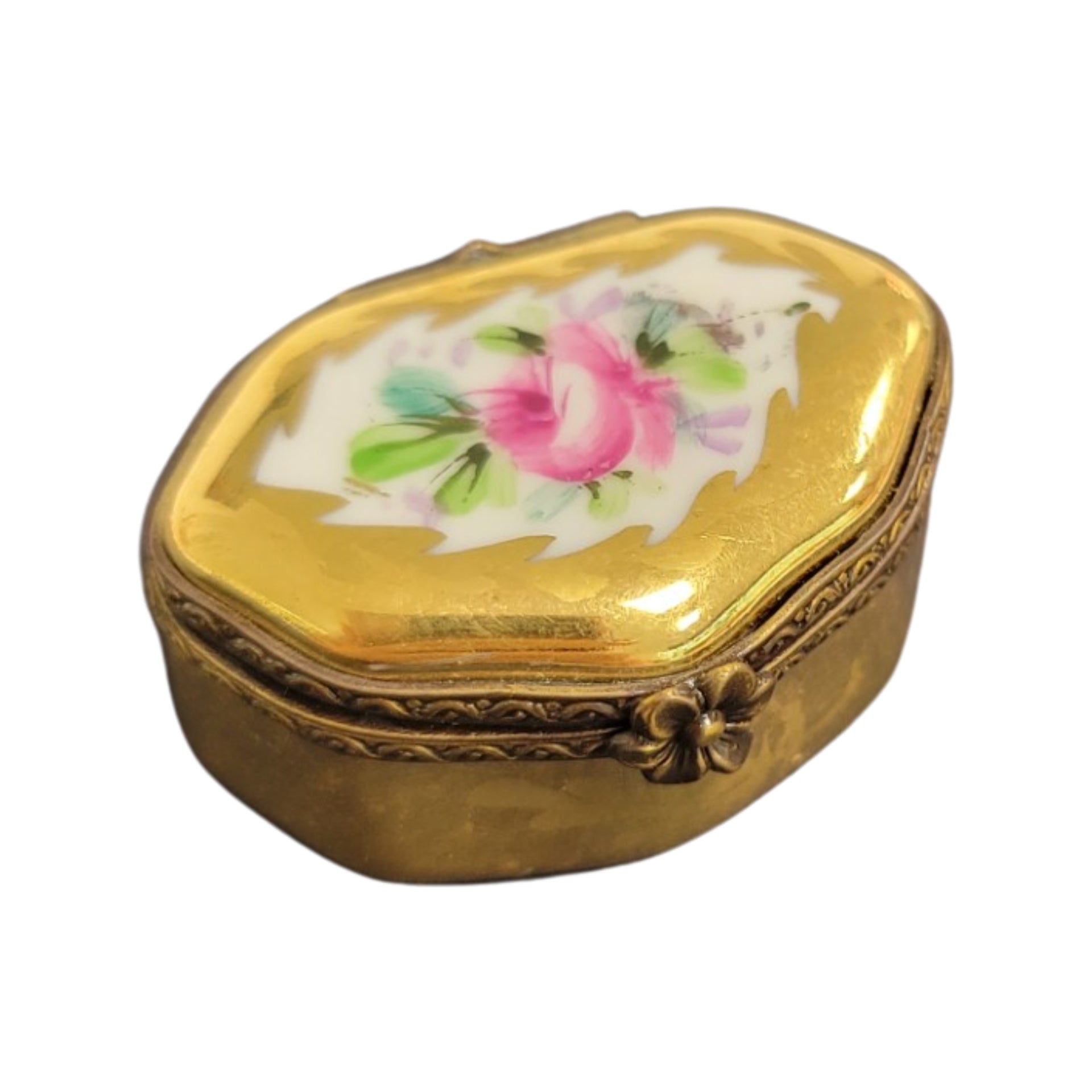 Elegant Yellow Floral Limoges Box Porcelain Limoges LIMOGES BOXES traditional French Trinket Box