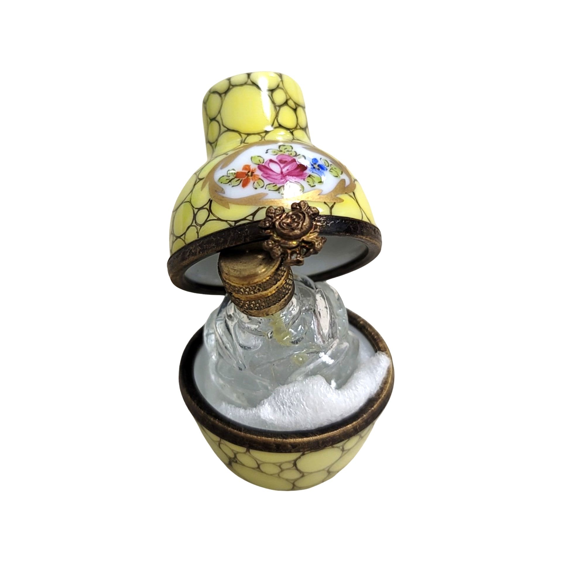 Elegant Yellow Perfume Bottle Porcelain Limoges perfume French Trinket Box
