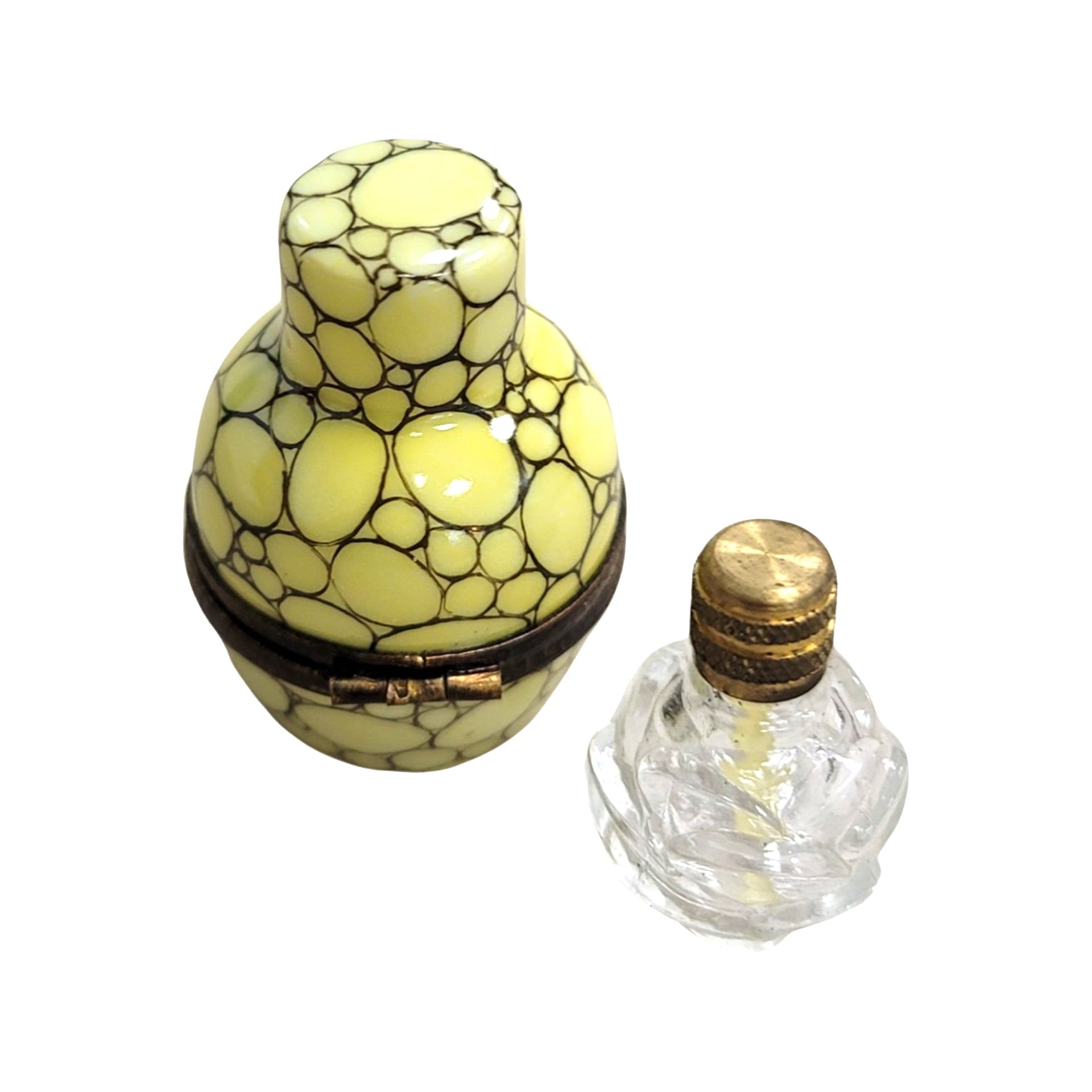 Elegant Yellow Perfume Bottle Porcelain Limoges perfume French Trinket Box