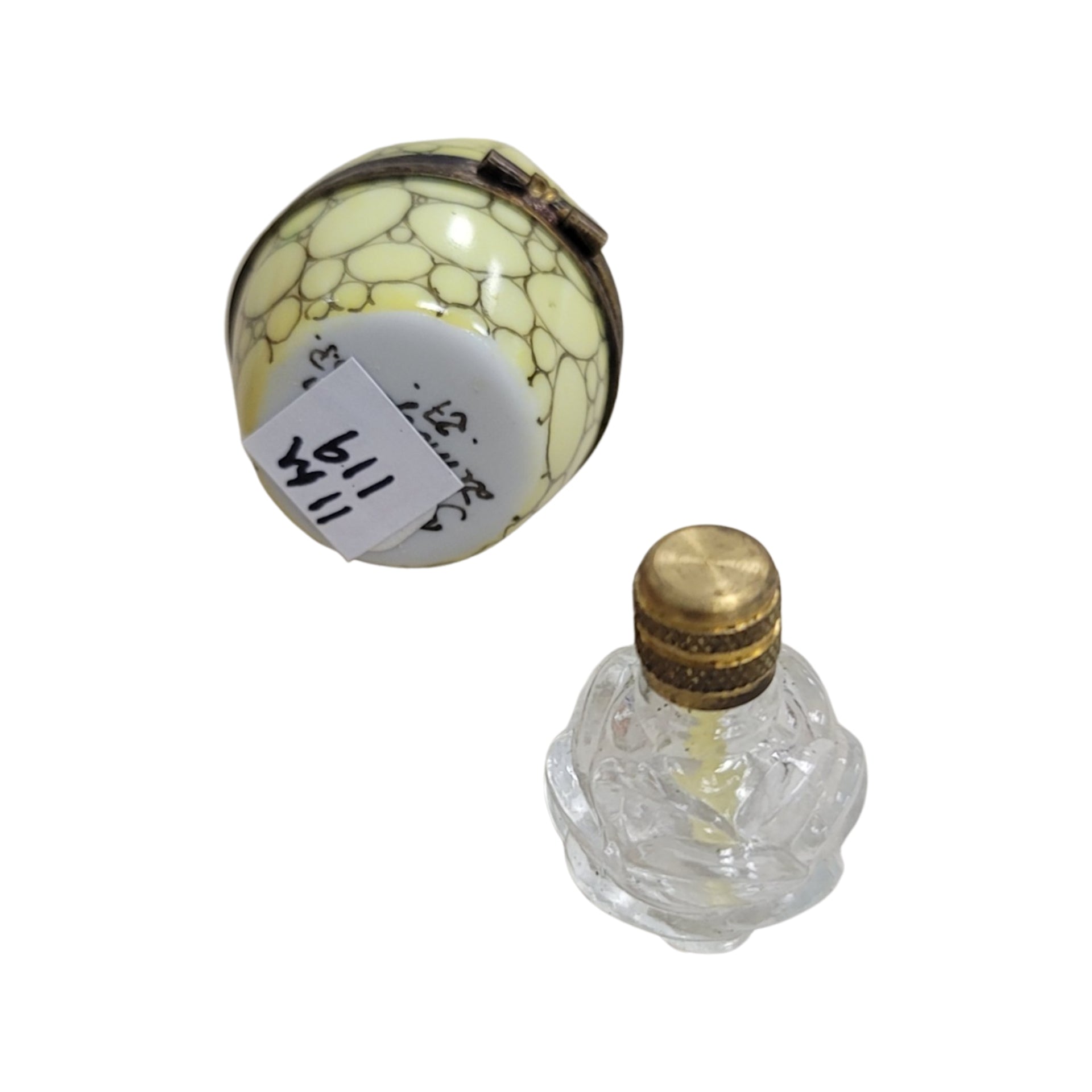 Elegant Yellow Perfume Bottle Porcelain Limoges perfume French Trinket Box