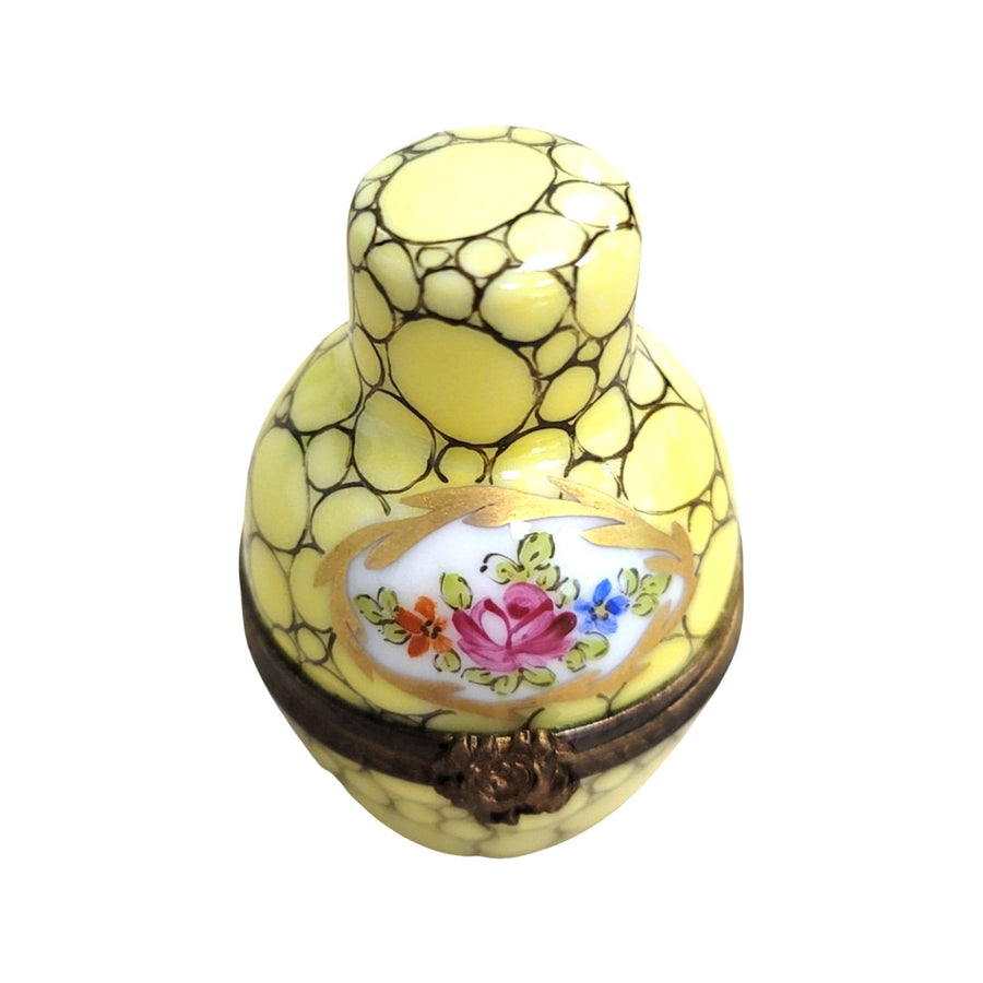Elegant Yellow Perfume Bottle Porcelain Limoges perfume French Trinket Box