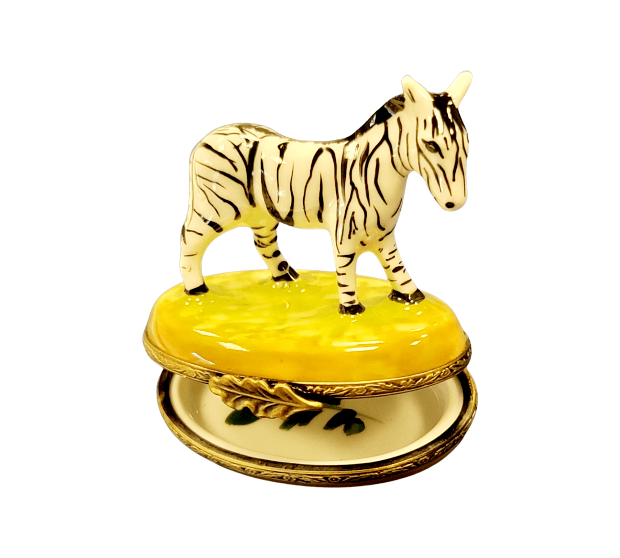 Elegant Zebra with Baby Figurine Porcelain Limoges wild animals French Trinket Box