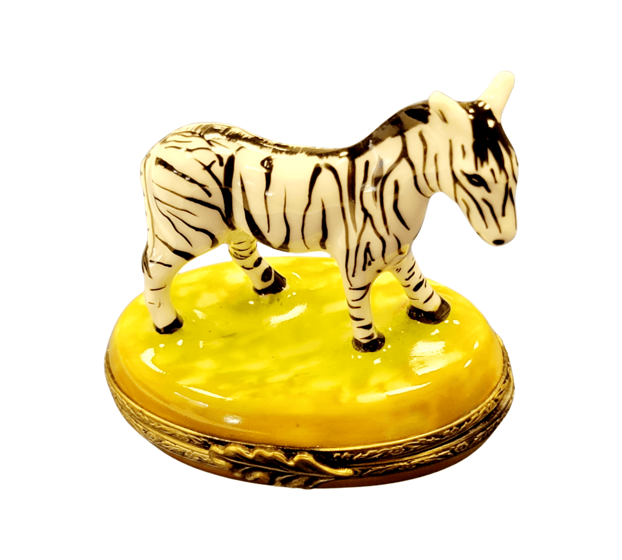Elegant Zebra with Baby Figurine Porcelain Limoges wild animals French Trinket Box